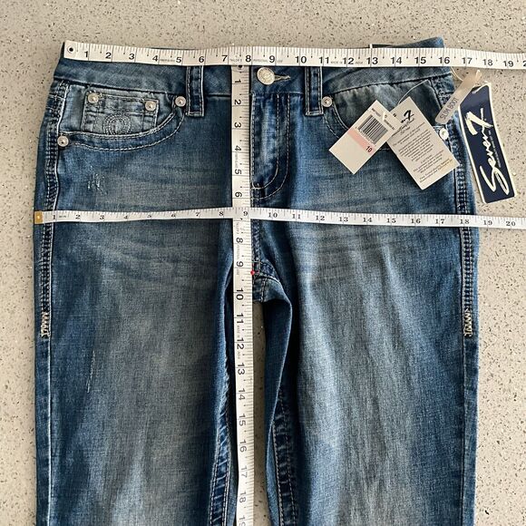 Seven7 Jeans Blue Slim Bootcut Rhinestone Pockets 10 - Picture 5 of 8
